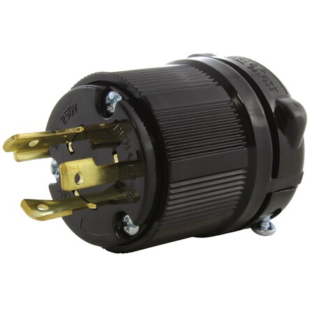 Ac Works Locking Plug, L6-20P, 20 A, 250V AC, Black ASL620P-BK